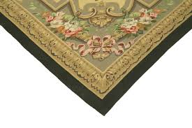 green brown aubusson rug 1990s for