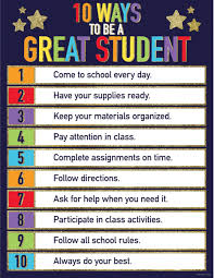 10 Ways To Be A Great Student Chart Sparkle And Shine Glitter Cd 114249