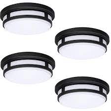 Hampton Bay 11 In Round Black Indoor Outdoor Ceiling Led Light 3 Color Temperature Options Wet Rated 830 Lumens 4 Pack