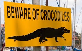 Image result for beware of crocodiles sign