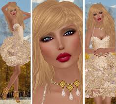 Truth Hair Agnes3 in Strawberry Amacci Dark Blue Gaze Eyes N-core OBESSSION Pumps Donna Flora COCO Necklace &amp; Earring Set plus BICE Rings - sas-fifi-gold-60l-special