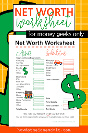 Net Worth Worksheet Discover Your Net Worth Money
