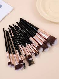 15pcs black gold makeup brush set with