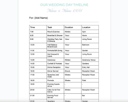 wedding day timeline template exles