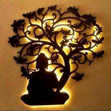 Wood Lord Buddha Under Tree Wall