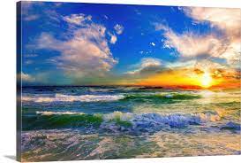 Colorful Ocean Sunset Blue Seascape