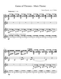 Game of thrones main theme adapted for a firstsecond year piano player. Game Of Thrones For Guitar Quartet Sheet Music Pdf Download Sheetmusicdbs Com