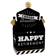 One of the most essential virtual office celebration ideas is to identify special events worth celebrating. Happy Retirement Treat Box Party Favors Retirement Party Goodie Gable Boxes Set Of 12 Bigdotofhappiness Com