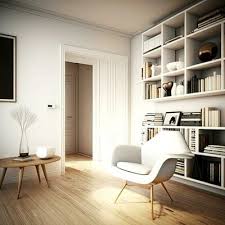 White Wall Color And Wooden Bookshelf