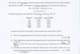 Solved The Kinetics Of The Gas Phase