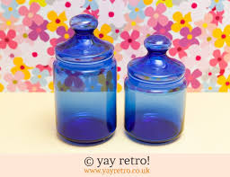 Blue Apothecary Glass Storage Jars