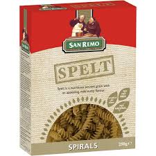 san remo spirals spelt pasta 250g is