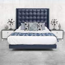 St Tropez Bed In Navy Faux Leather