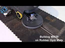 bulldog floor scrubber on rubber gym