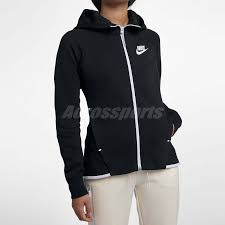 Details About Nike Women Sportwear Tech Fleece Windrunner Hoodie Black White 930760 011
