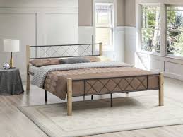 mingle wood metal bed frame maple