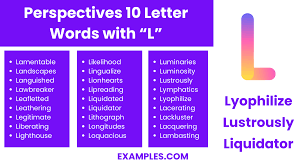 10 letter words with l exles