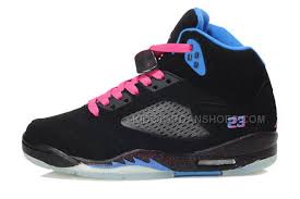 Women Nike Air Jordan Retro V 5 Black And True Blue Pink
