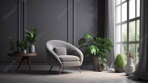 3d rendered armchair and indoor plants