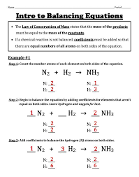 Chemical Equation Balancing Equations