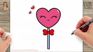 to draw a cute easy love lollipop