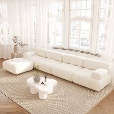 Modern L Shaped Modular White Boucle