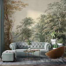 Scenic Wall Mural Vintage Forest Scene