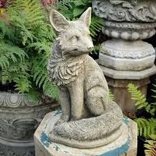 Regal Fox Stone Statue Outdoor Animal