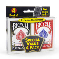 Stripped of color, the black ghost card deck displays itself as a black and white, eerie, yet elegant deck. Bicycle Standard Cards 4 Pack Black Red The United States Playing Card Company
