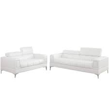 white leatherette sofa set vene f7240