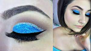 bright blue glitter cut crease for