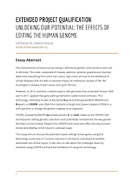 genome editing and its impact on life the benefits risks ethics abstract for the epq essay