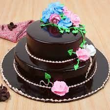 2 Tier Flower Dark Chocolate Cake Wishingcart gambar png