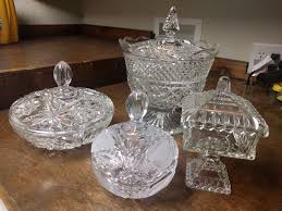 vintage crystal candy dish bowl with