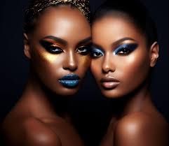 afro model face in full makeup art