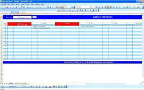Weekly Calendar Excel Spreadsheet Senetwork Co