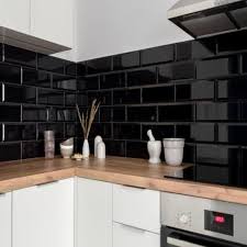 10 Glossy Black Kitchen Wall Tile