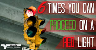 6 times you can proceed on a red light