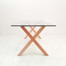 Wooden Dining Table With Glass Top For