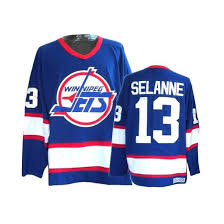 New hockey jersey winnipeg jets 55 mark scheifele mens xl. Teemu Selanne Winnipeg Jets Ccm Authentic Blue Throwback Jersey On Sale
