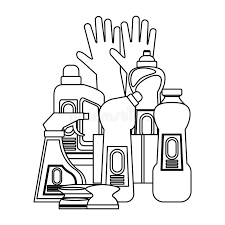 Clip art is a great way to help illustrate your diagrams and flowcharts. Set Of Cleaning Equipment And Products In Black And White Stock Vector Illustration Of Service Interior 153591073