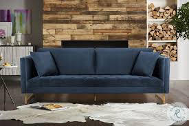 Lenox Blue Velvet Modern Sofa