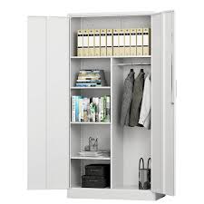 stani metal storage cabinet with locking doors 71 inch tall storage wardrobe with lock and hanging rod steel storage locker closet for home office
