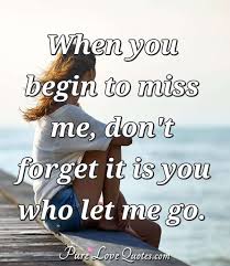 Please don't forget me, because the possibility of that hurts more than anything else. When You Begin To Miss Me Don T Forget It Is You Who Let Me Go Purelovequotes
