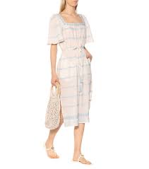 Embroidered Linen And Cotton Dress