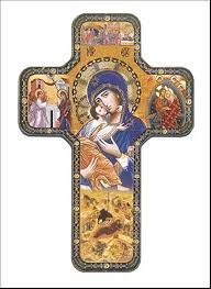 Wood Icon Cross Our Lady