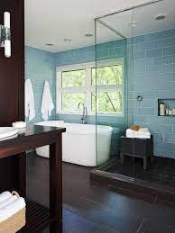 Blue Glass Subway Tiles Contemporary