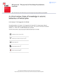Pdf A Critical Review State Of Knowledge In Seismic