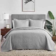 Hansleep Grey Quilted Bedspread Throws