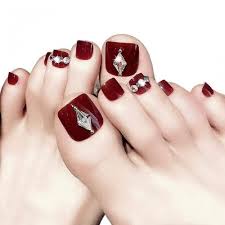 red fake toenails glossy foot fake nail